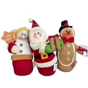 Atico Christmas Holiday Plush Decor Angel Santa Gingerbread Cute Dolls 9”